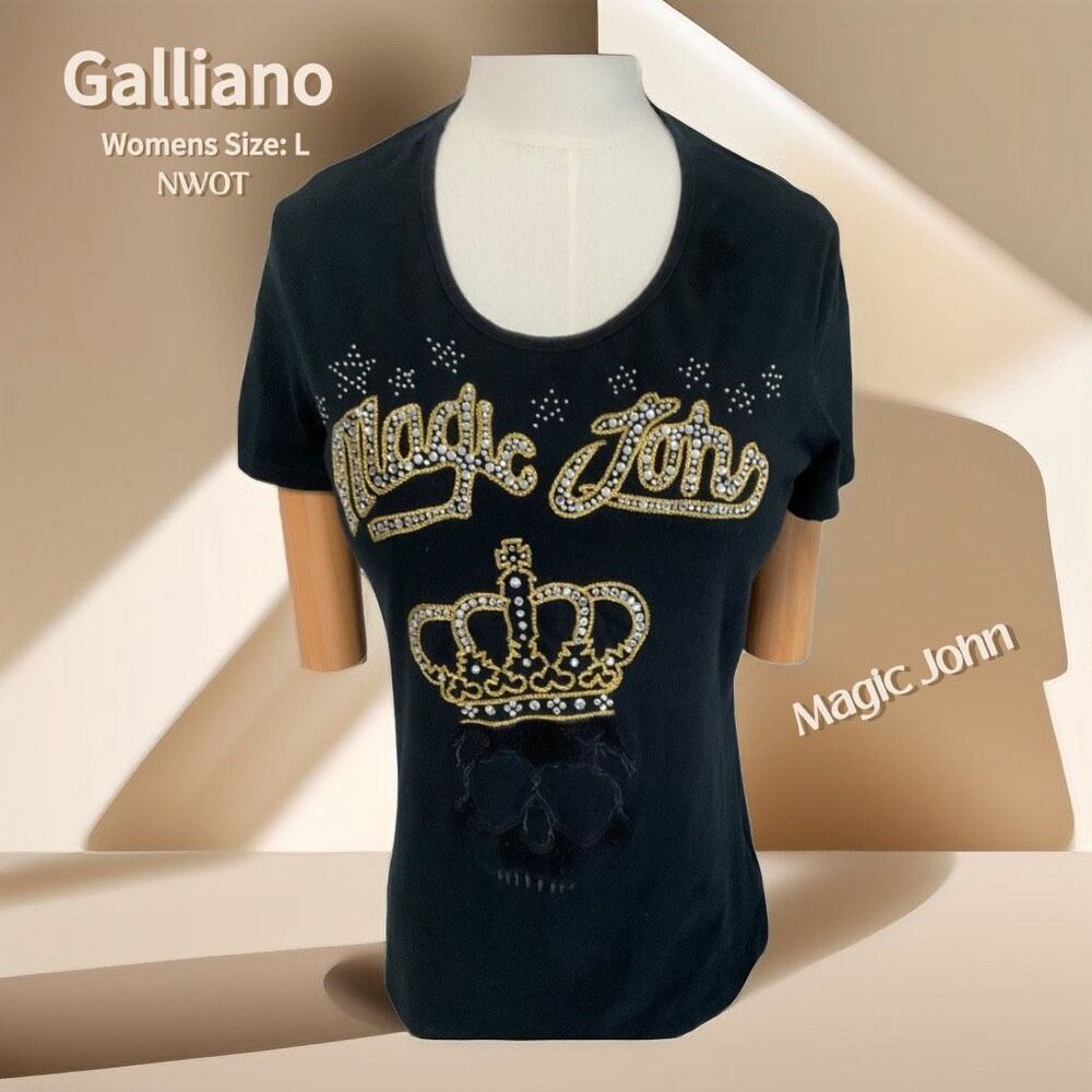 John Galliano NWOT Magic John Women’s Black Top Size Large